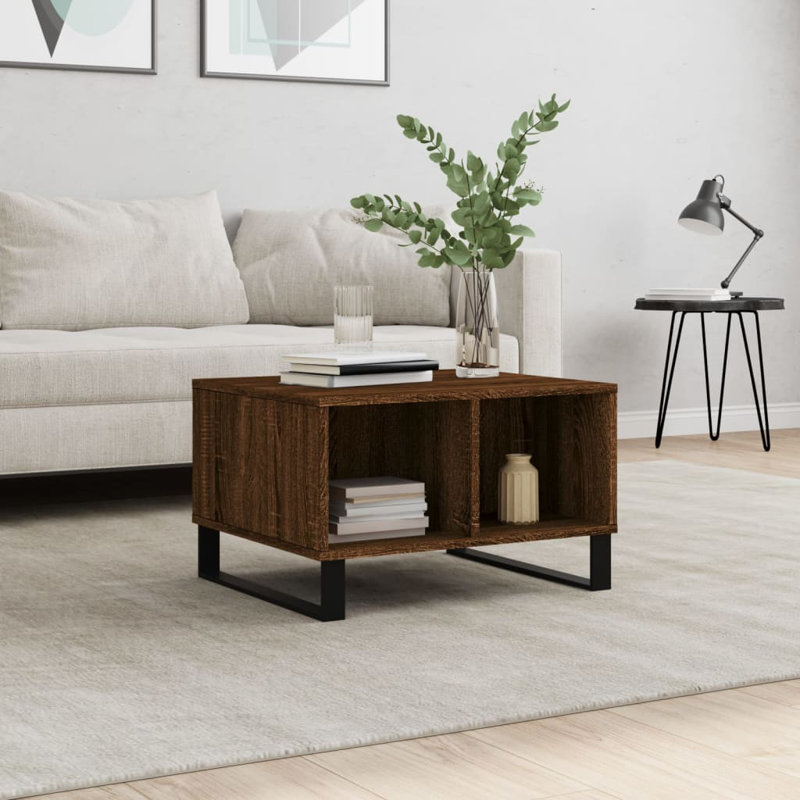 Mitra Sled Coffee Table with Storage, Brown Oak