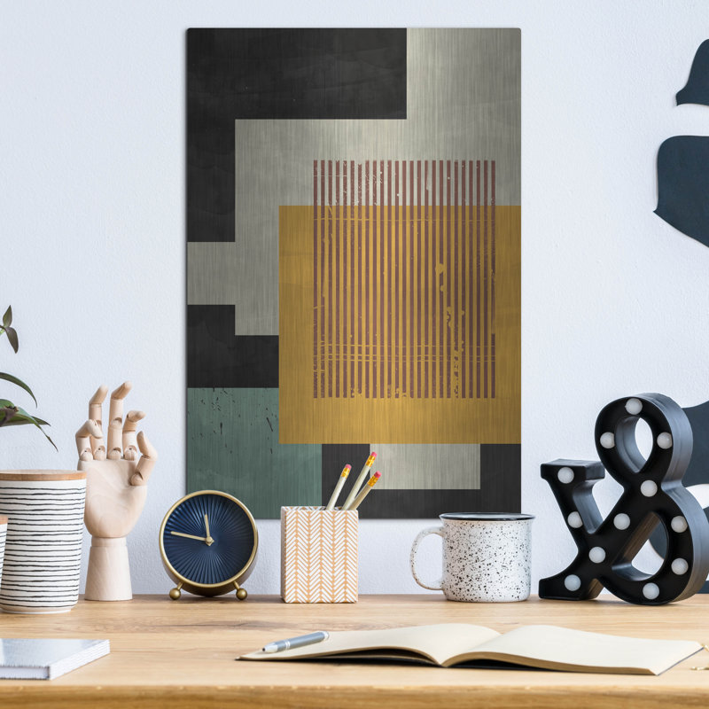 Ivy Bronx «Abstract Geometric 18» par Gary Williams, art mural en métal, H 16 po x l 12 po
