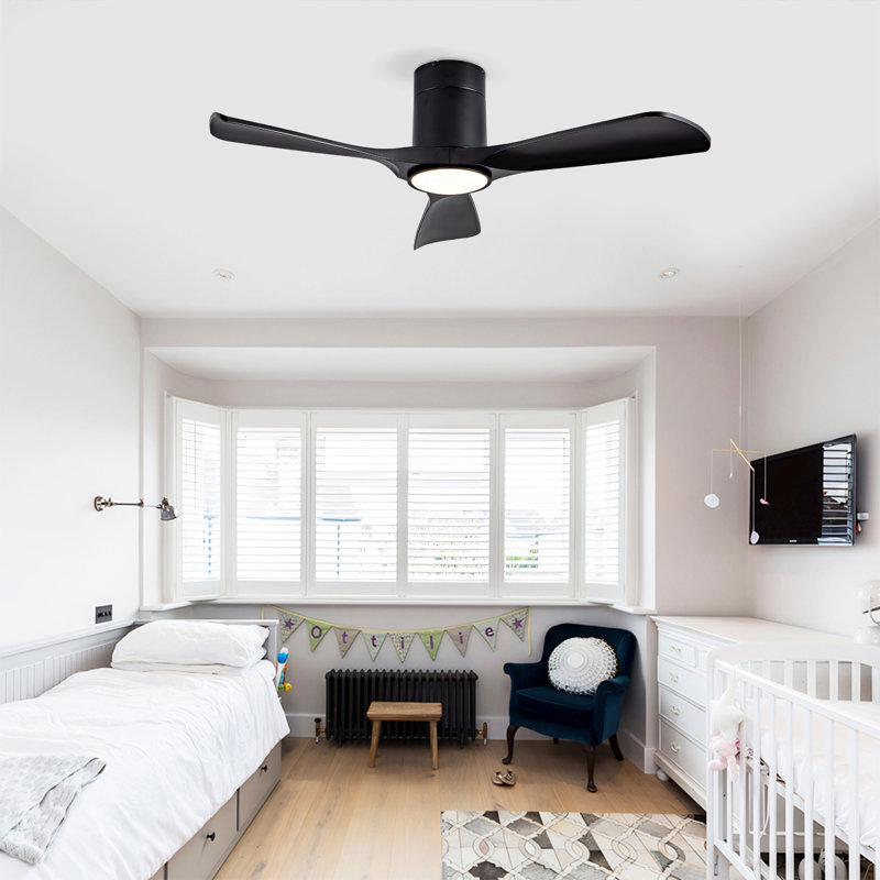 Ventilateur de plafond encastré avec lumières 42 pouces avec télécommande, Noir, 42 po de largeur