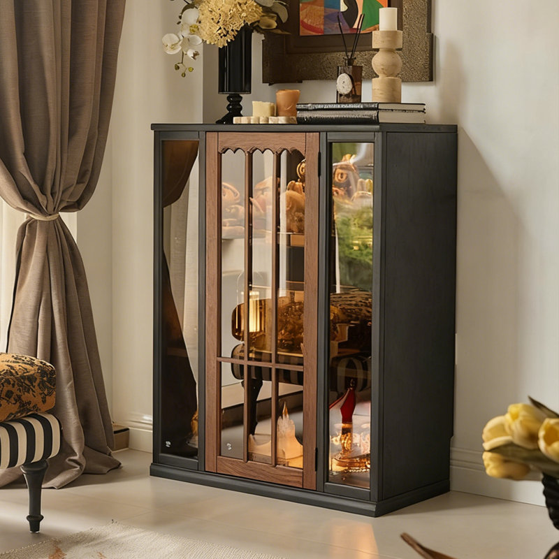 Black Solid + Manufactured Wood+Tempered Glass Display Cases