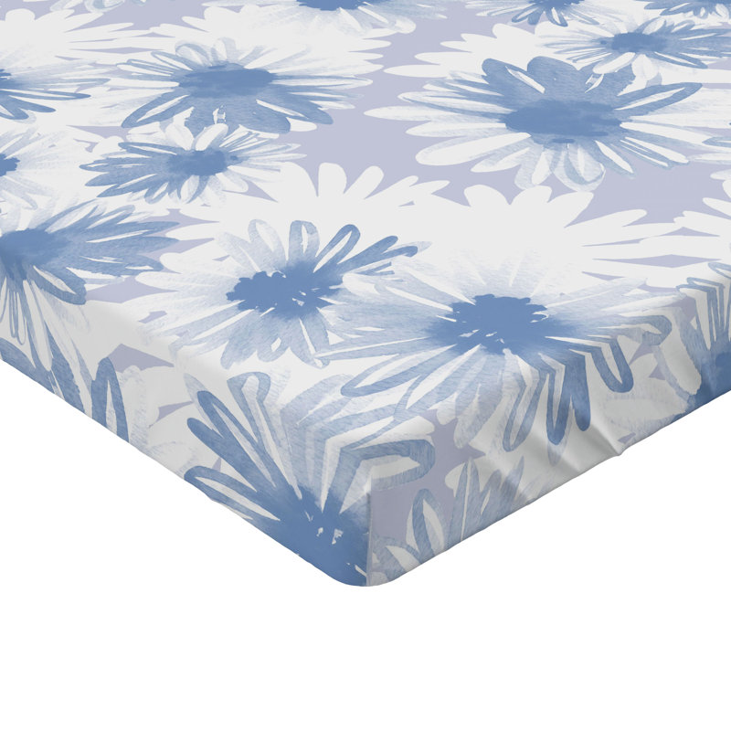 Drap-housse floral Ambesonne, Bleu ciel pâle, blanc / floral, Drap-housse très grand californien