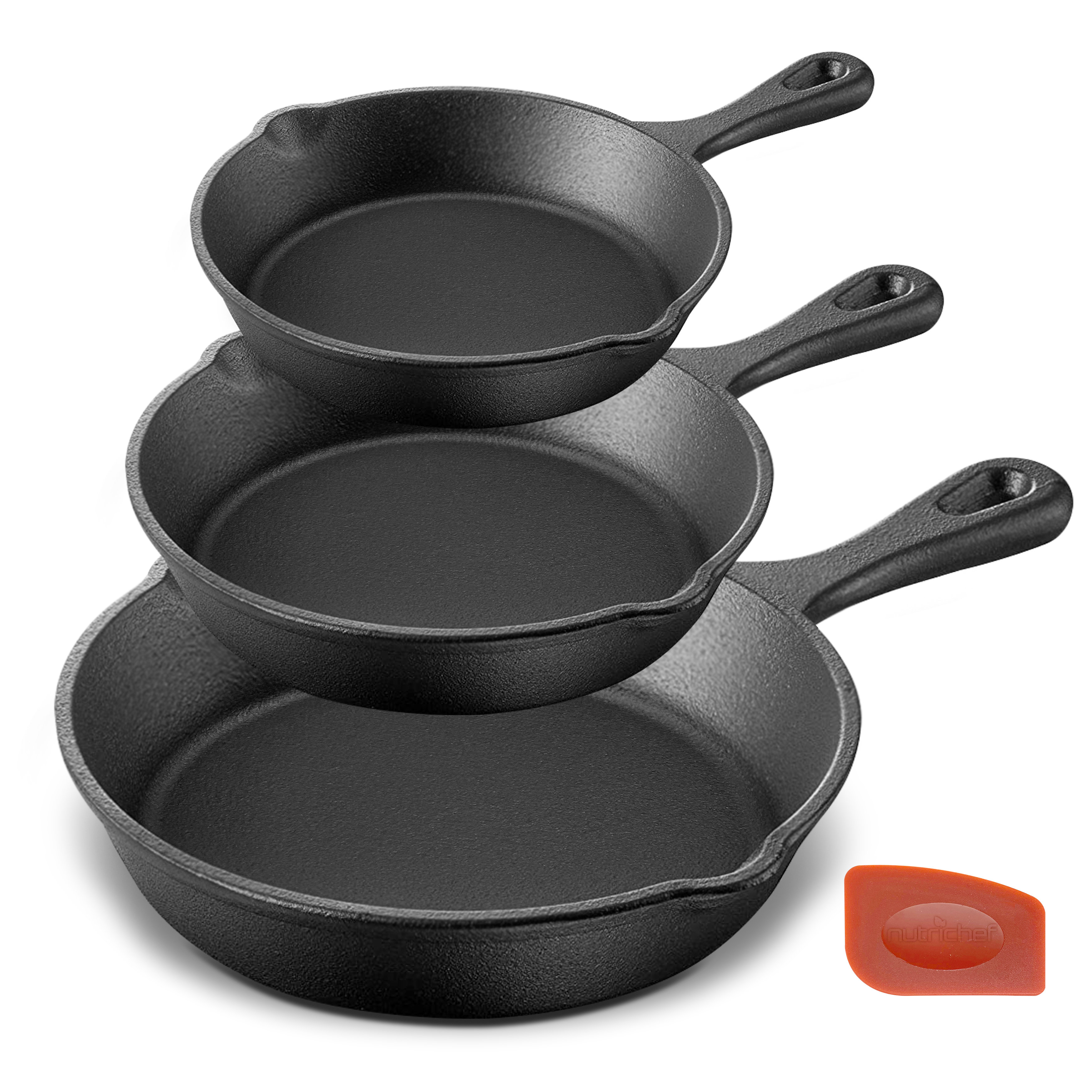 NutriChef Non Stick Cast Iron 3 Piece Skillet Set | Wayfair