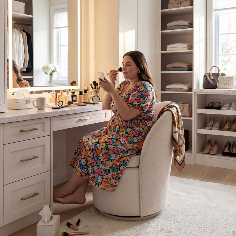 Fauteuil d'appoint rembourré pivotant avec dossier haut, Blanc