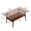 Table basse moderne en verre rectangulaire avec tablette en bois et structure en métal, table de salon moderne-156893610-156893611