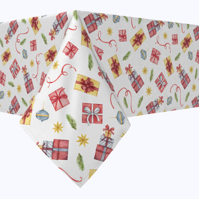Ednerd  Square Tablecloth, 100% Cotton, Christmas Gifts Illustration