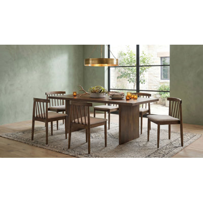 Vinga 7-Piece 82-Inch Rectangular Dining Set Wheat And Walnut