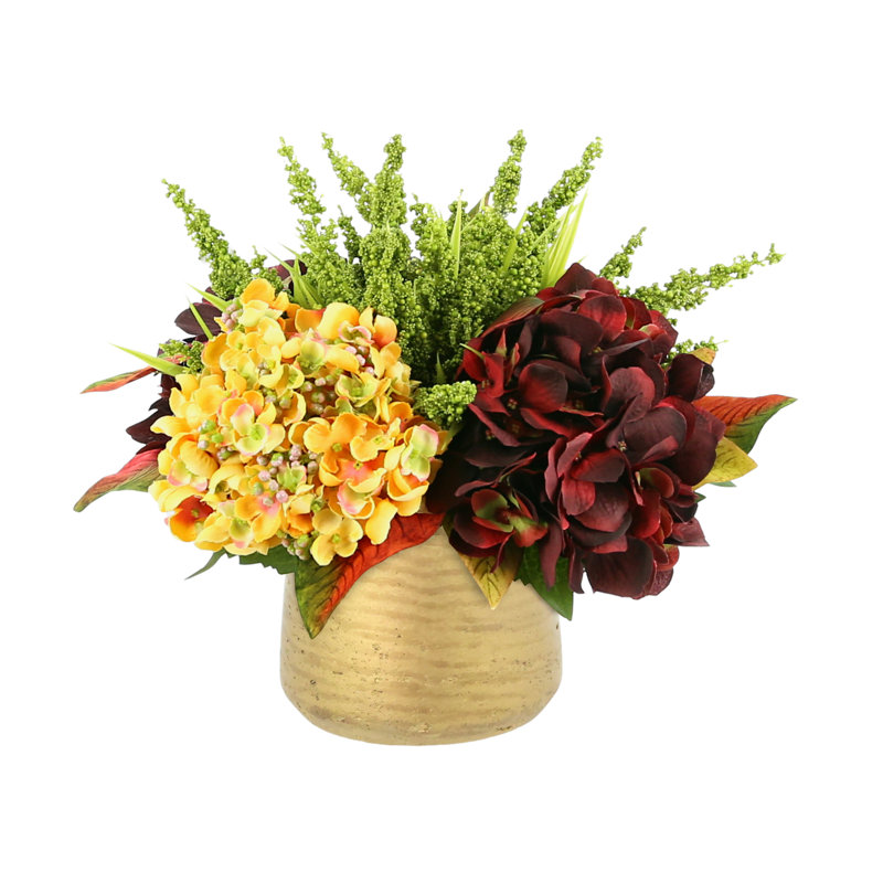 Polysilk Hydrangea Arrangement in Vase