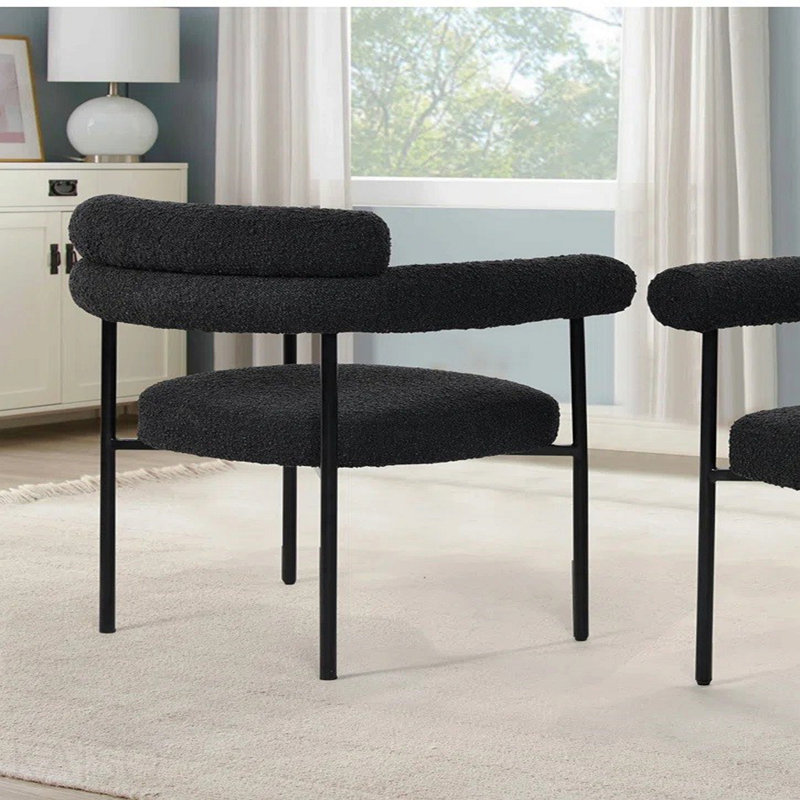 2-Piece Boucle Armchairs - Black