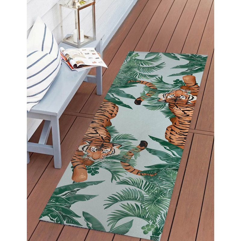 Rumble In the Jungle Outdoor Area Rug, Runner 2'6" x 8'