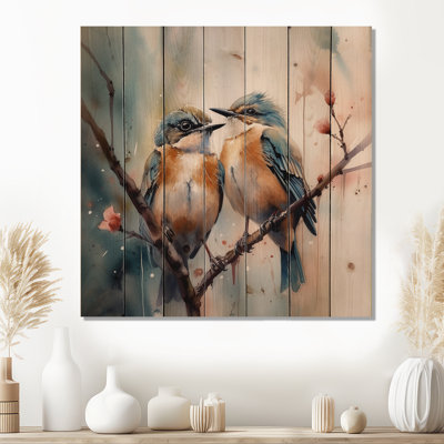 Oiseaux bleus assis sur une branche d'arbre III