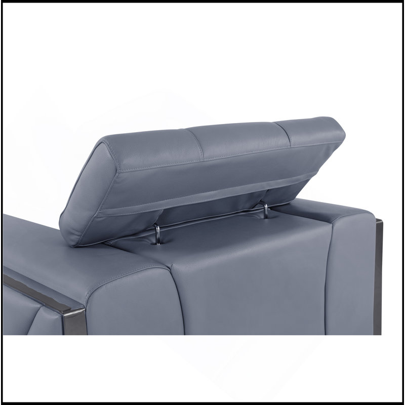Causeuse en cuir italien Global United, Bleu clair, Noir
