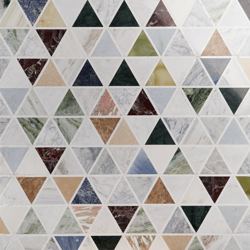 Valerie 6" Triangle Polished Marble Mosaic Tile