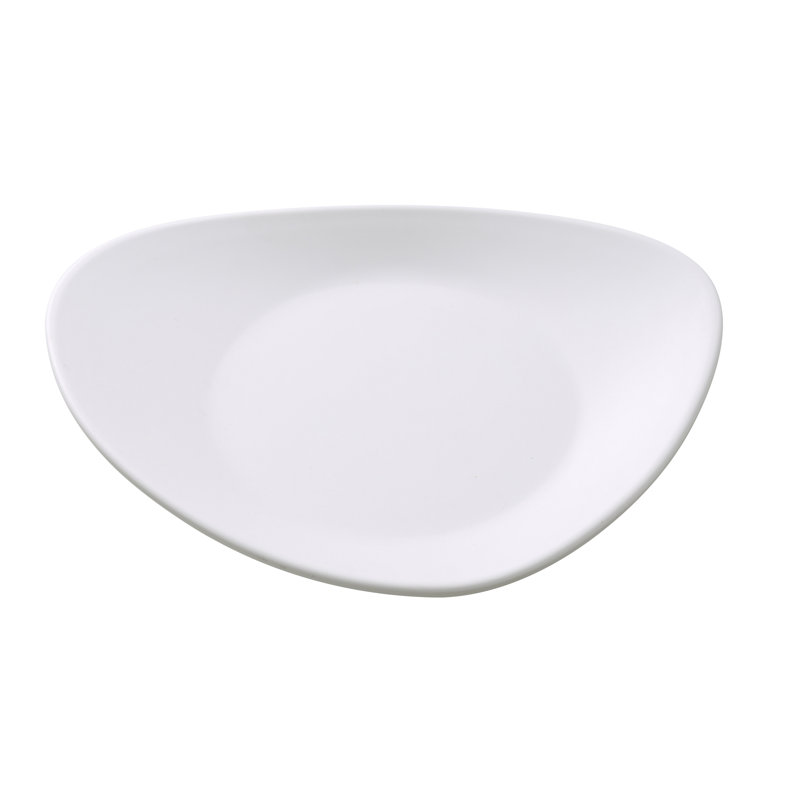 Assiette plate en mélamine Moderne Triangle, Blanc