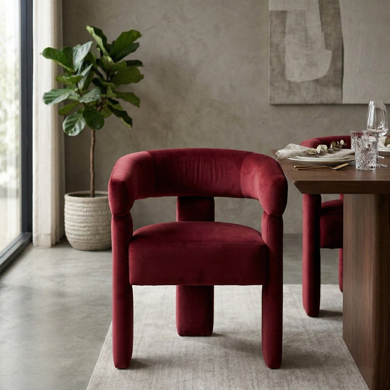 Chaise légère et luxueuse en velours, Rouge
