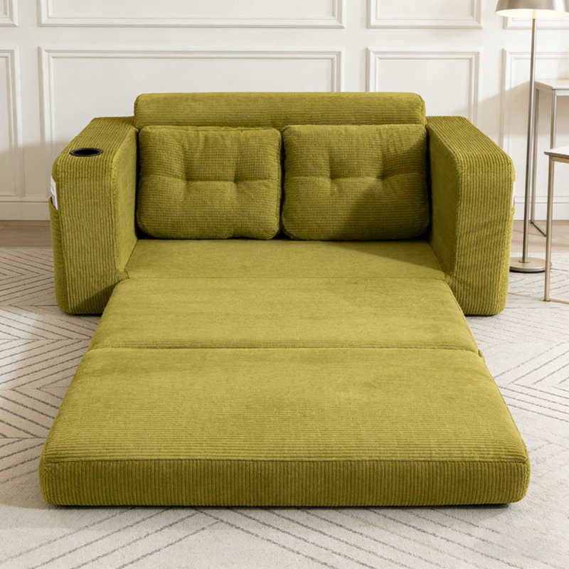 Canapé-lit convertible, canapé-lit double extensible, canapé-lit convertible 2 en 1, canapé-lit escamotable avec coussins pour le salon de la chambre à coucher