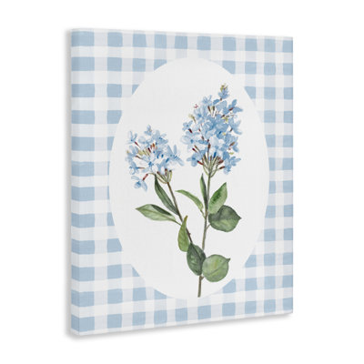 Blue Checkered Blooms Canvas, design by Lanie Loreth
