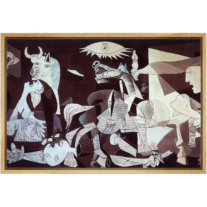"IDÉE4WALL", reproduction d'art sur toile encadrée Guernica par Pablo Picasso, H 24 po x l 36 po x P 2 po, Naturel