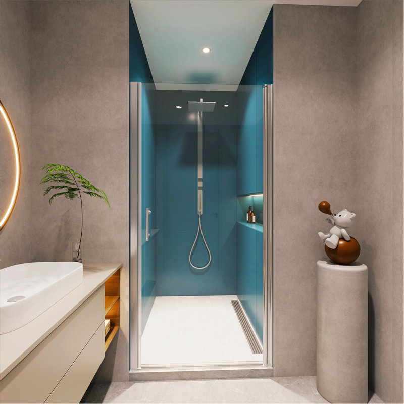 32"-33 3/8" Adjustment,Universal Pivot Shower Door, Chrome