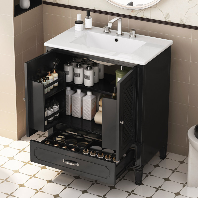 Gurdarshan avec lavabo, tablette de porte, Noir