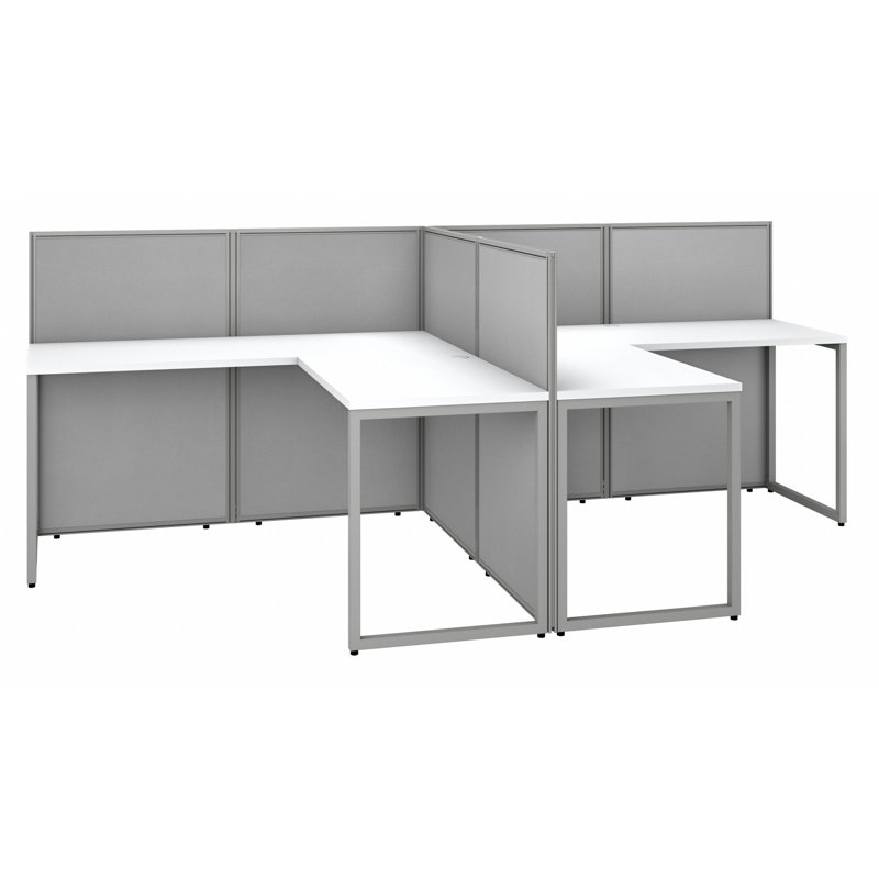 Poste de travail en L Easy Office, Blanc pur