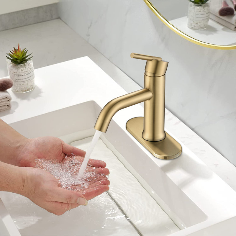 Single-handle Bathroom Faucet, Brushed Gold, Drain Assembly Not Included