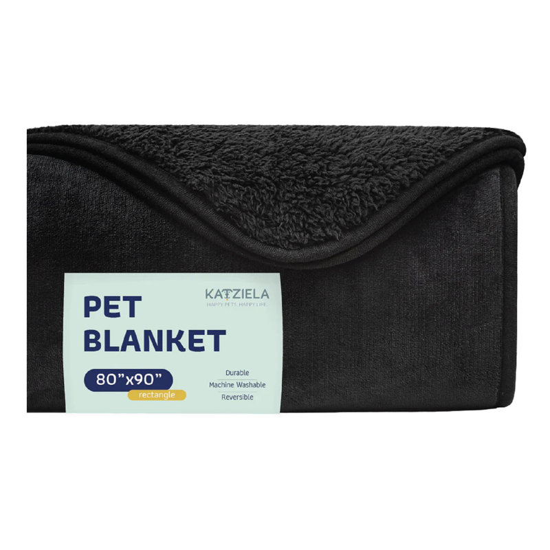 Katziela Fur Comfort Premium Cat and Dog Soft Throw Blankets for Cozy Homes, Black, 90" x 80"