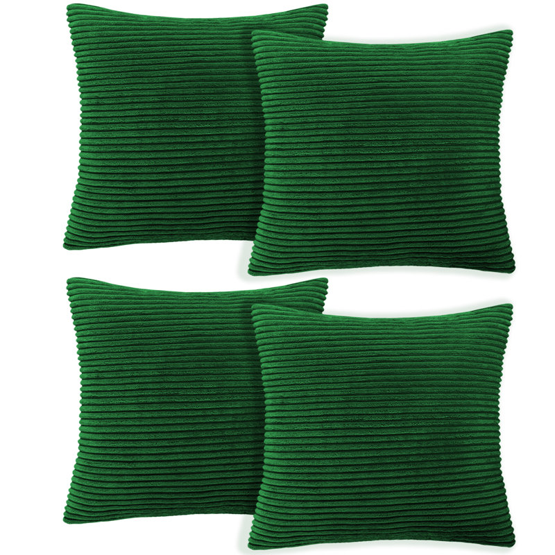 Striped Square Euro Cushion Cover, Emerald