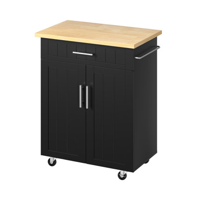 Kitchen Island Cart With Storage,Rolling Side Table On Wheels With Large Worktop, Cabinet,Towel Rack And Drawers For Kitchen,Dinning Room -  Ebern Designs, 7BD92D2E60A04F428F3F49583724BBA3