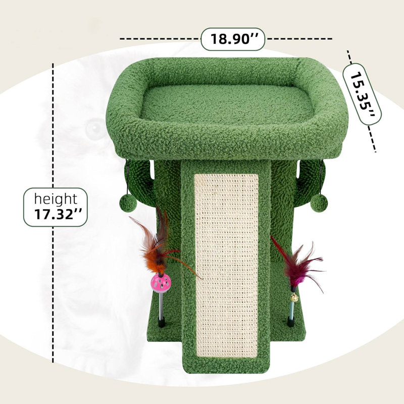 44cm H Cat Tree, Green