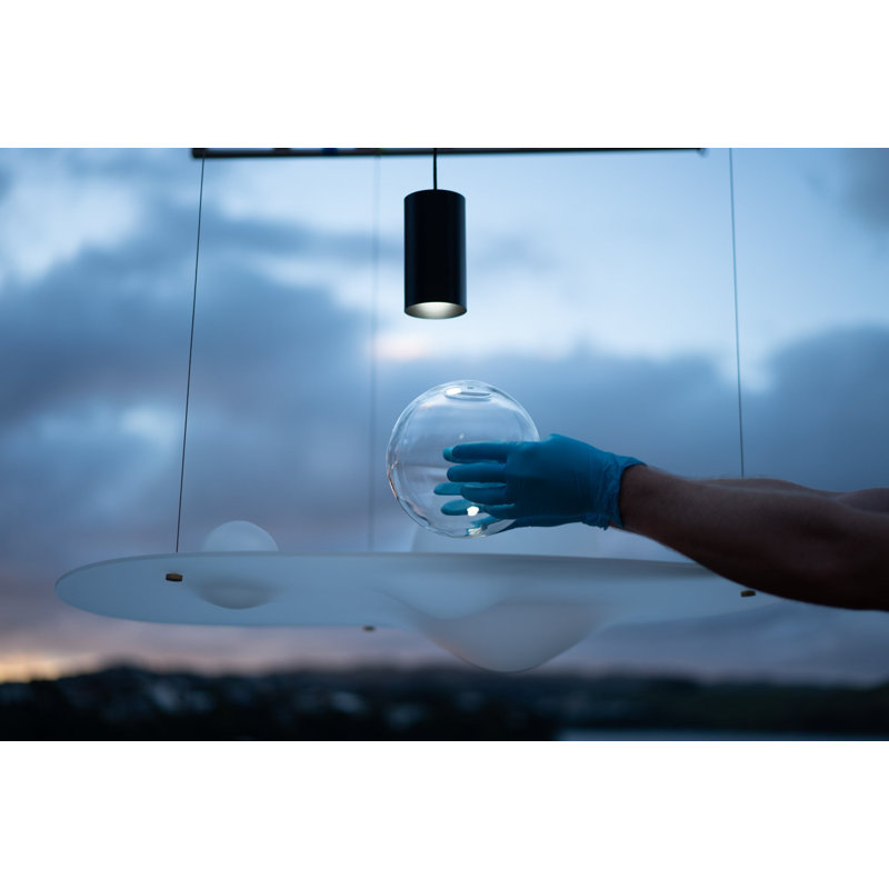Gravity Well Chandelier, Satin Clear