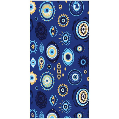 Grande serviette de bain bleue et jaune Evil Eye 50 "x60", serviettes de bain surdimensionnées sans sable pour adultes