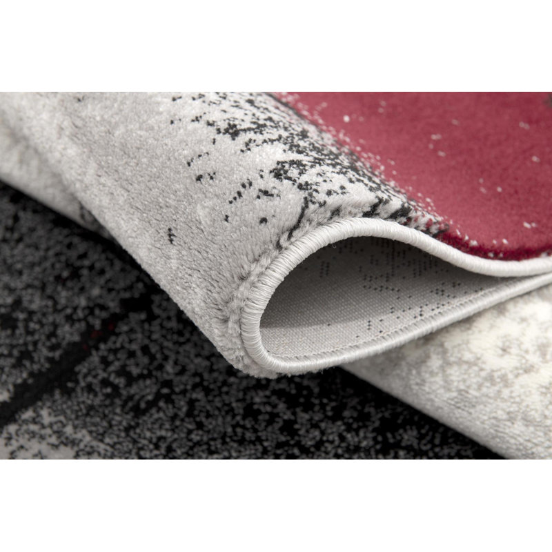 Tapis noir bourgogne et gris Korhan, Tapis de couloir 2 pi x 4 pi