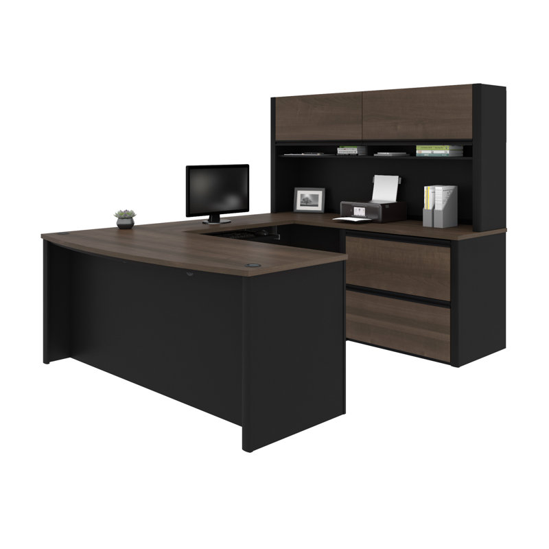 Operle U-Shape Executive Desk, Antigua/Black