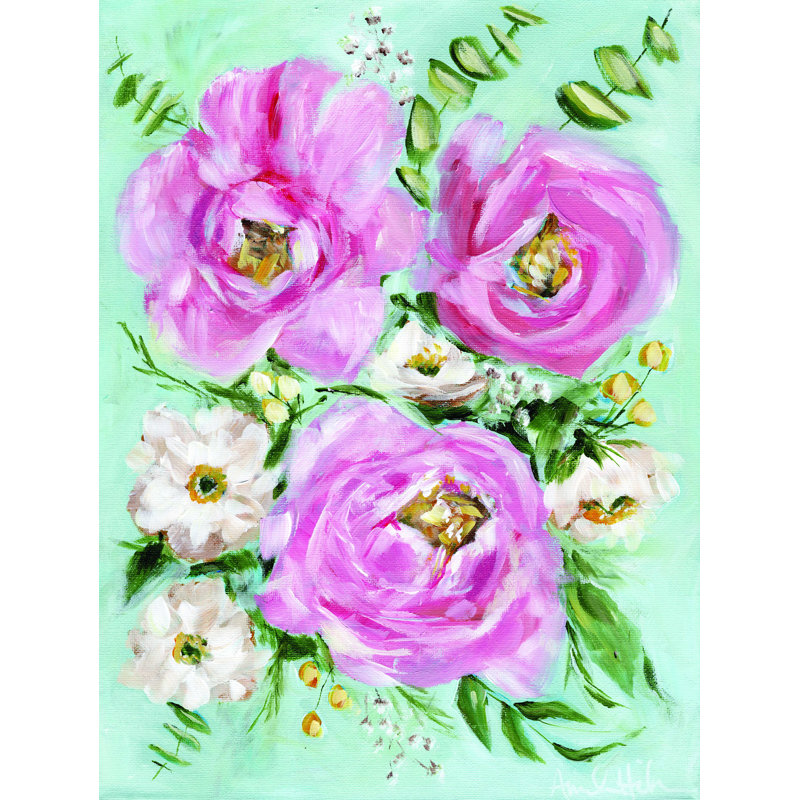 «Pink Pretties» par Amanda Hilburn, reproduction sur toile tendue, H 16 po x l 12 po