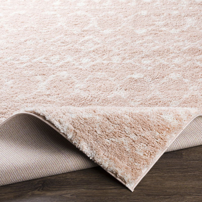 Modern Shaggy Area Pink/Cream, Rectangle 80 x 220cm