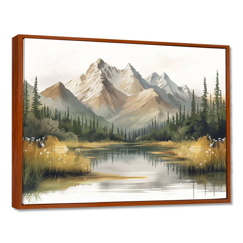 Alaska Winter River into Denali National Park II - Alaska, art mural, Toile avec cadre flottant brun