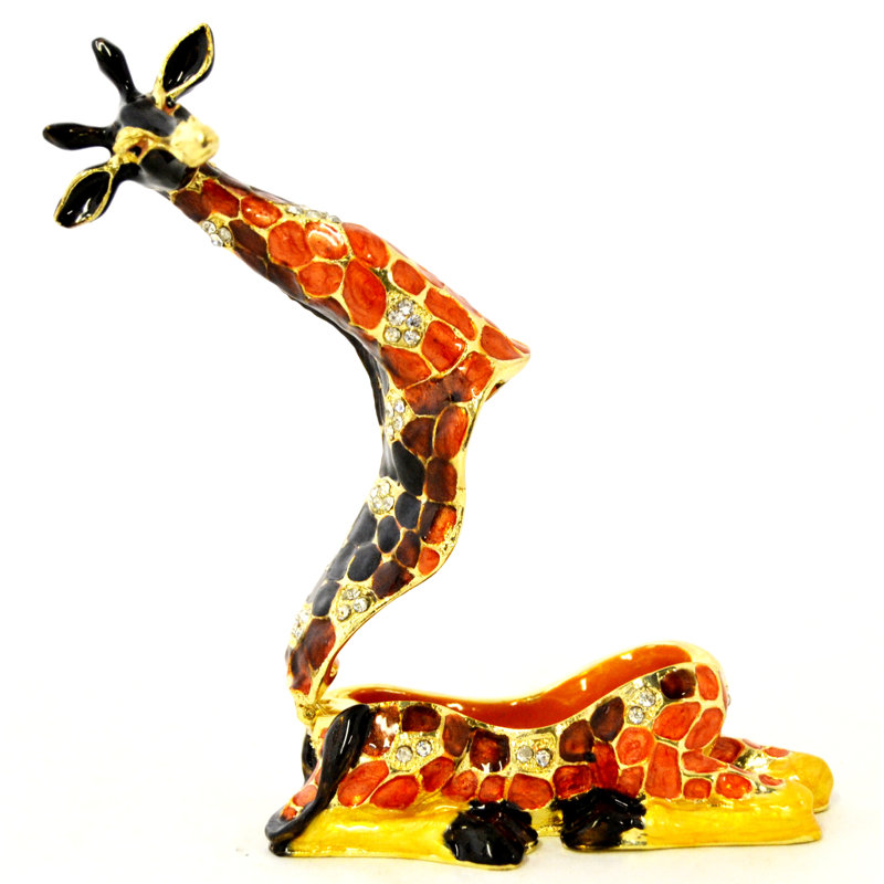 Sitting Giraffe Metal Jewelry Box +