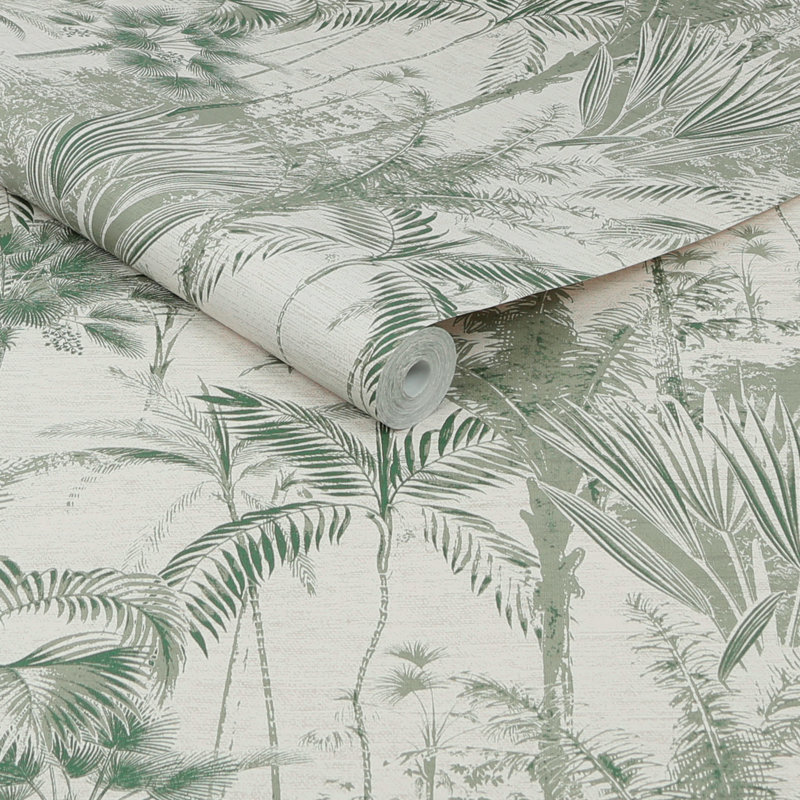Sublime Floral Vinyl Wallpaper Double Roll, Green