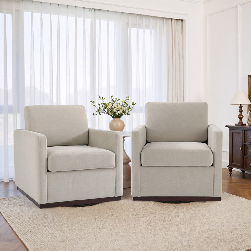 Upholstered Swivel Armchair, Sand