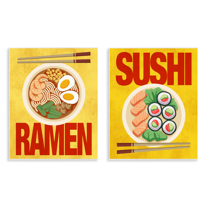 Ensemble de 2 plaques murales Ramen & sushi cuisine japonaise, design par Marcus Prime
