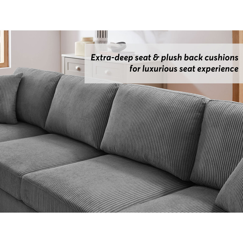 Canapé modulaire 3 pièces Althouse, 100 % polyester gris