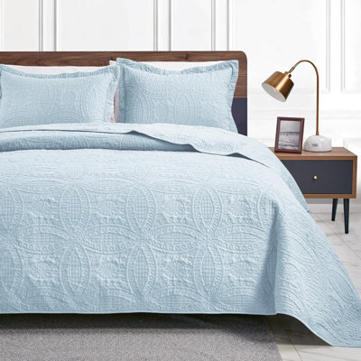 Ensemble de courtepointe pour très grand lit - couvre-lits de couleur ombre - courtepointe d'été en microfibre légère - couvre-lit à motif de pièces de monnaie de style moderne pour toutes les saisons - 3 pièces (1 courtepointe, 2 taies décorativ