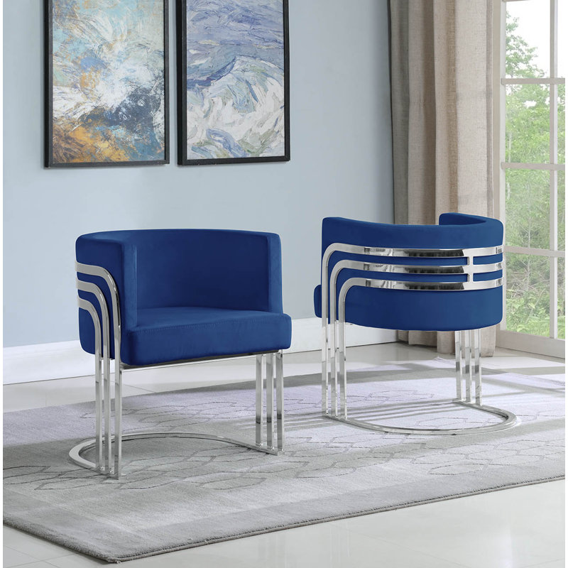 Fauteuil demi-tonneau 25 po, Marine, Argent