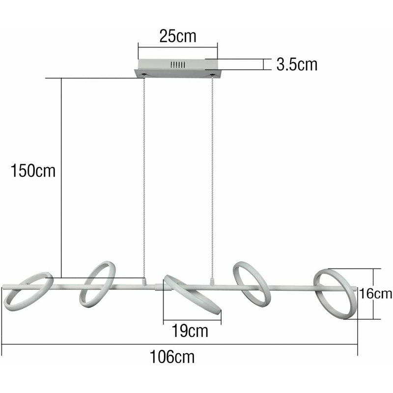 Zoel 1 - Light Kitchen Island Linear LED Pendant, White, White