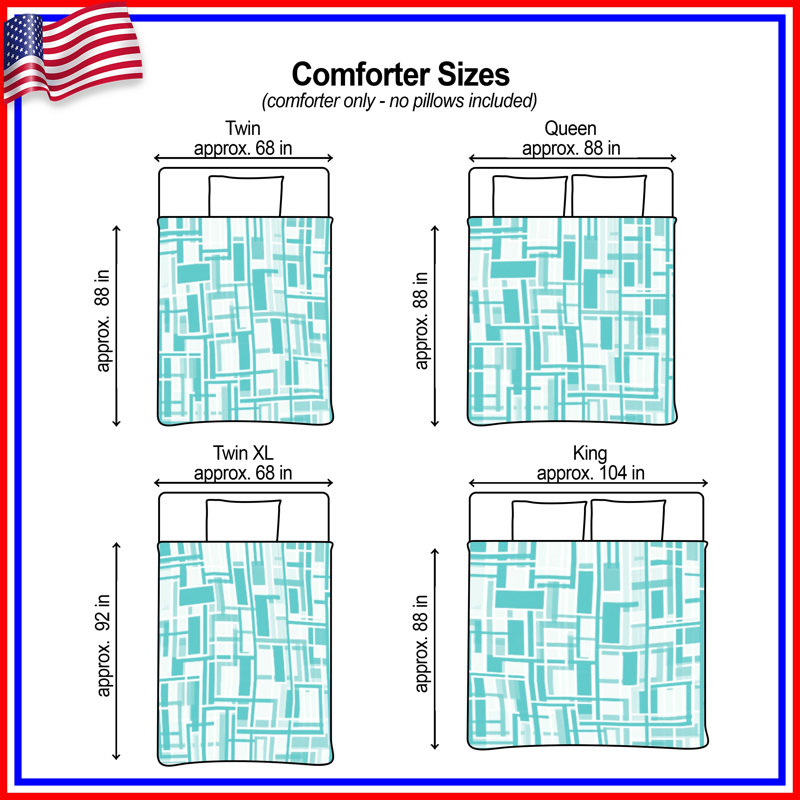 Édredon à motif géométrique bleu, Simple extra long