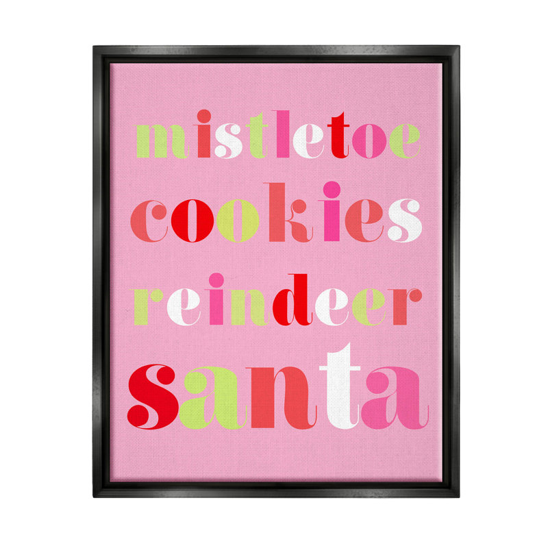 Mistletoe Cookies Reindeer Santa AT-281, H 21 po x l 17 po x P 1,7 po, Cadre flottant noir de jais