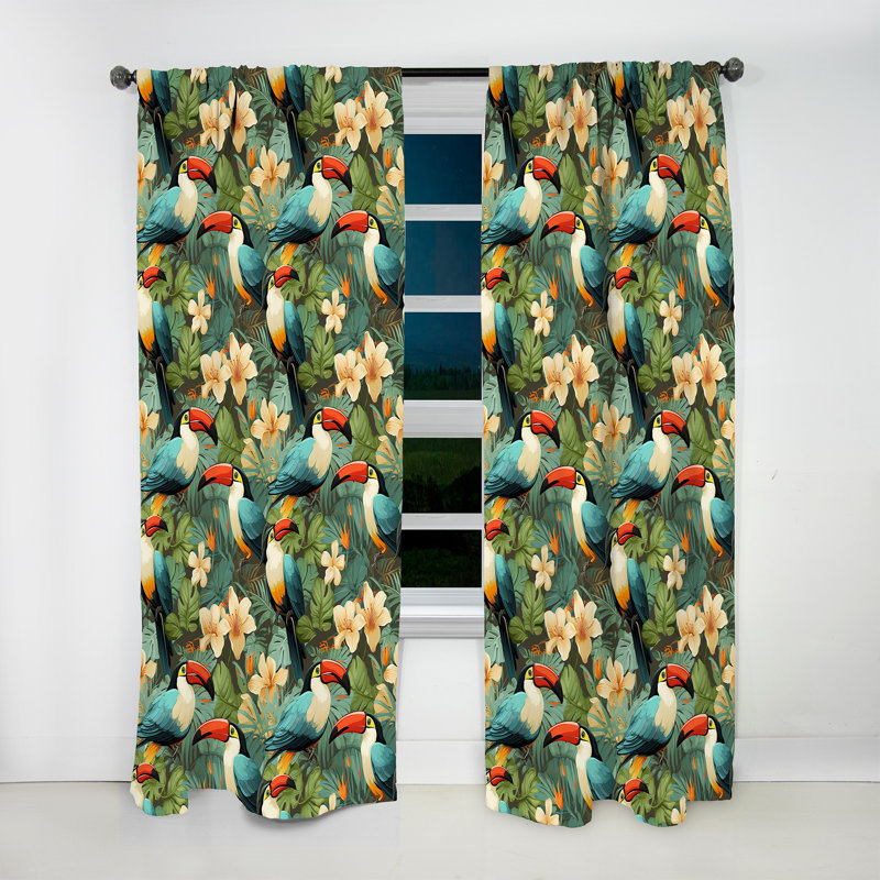 Tropical Toucan - motif tropical I - rideau en velours tropical - obscurcissant - 1 panneau, L 52 po x L 90 po