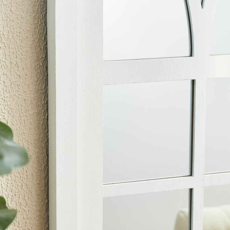 Merrie Wood Flat Wall Mirror, White