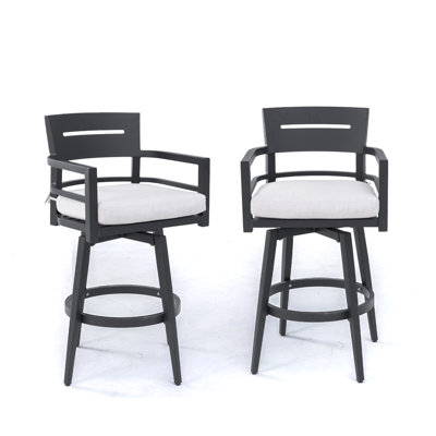 Patio Aluminum 360°Swivel Chair (Set Of 2) With Sunbrella Cushions, Ergonomic Backrest, Tapered Legs, Armrests, Footrest, Weather-Resistant by Corrigan Studio