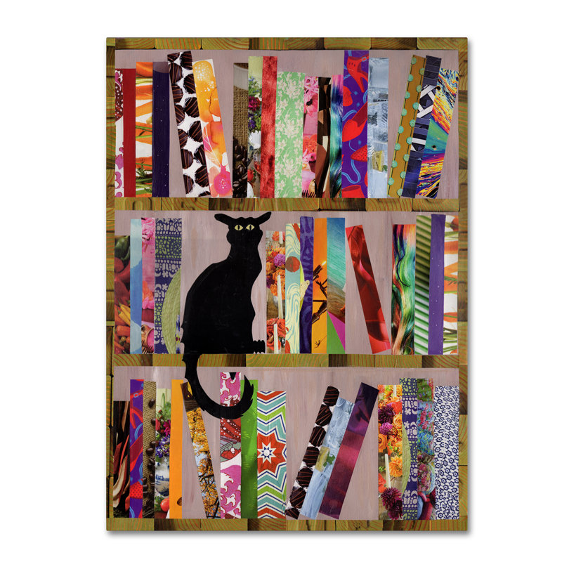 «Book Cat» par Krisdapor, impression sur toile tendue, H 19 po x l 14 po